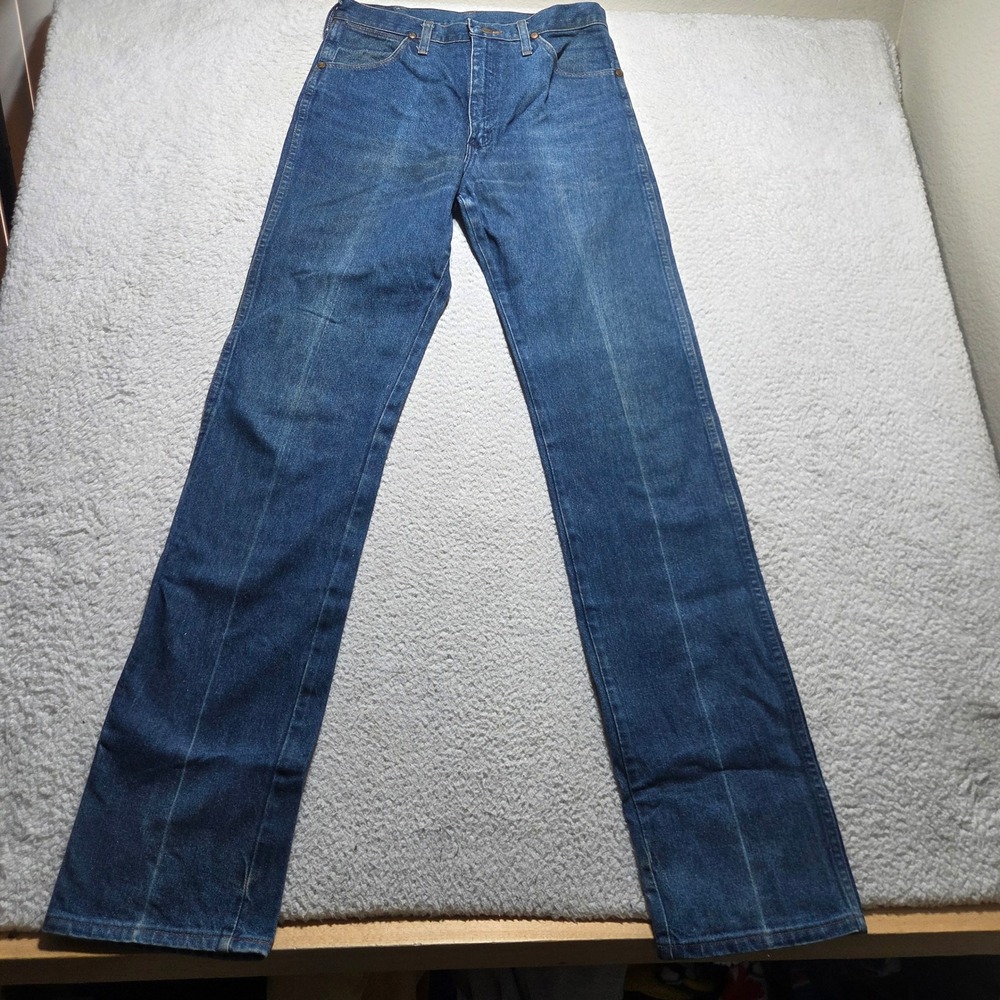 Vintage 80s Wrangler Jeans Mens 32x37 Blue Denim 13MWZ Cowboy Cut Made USA Work